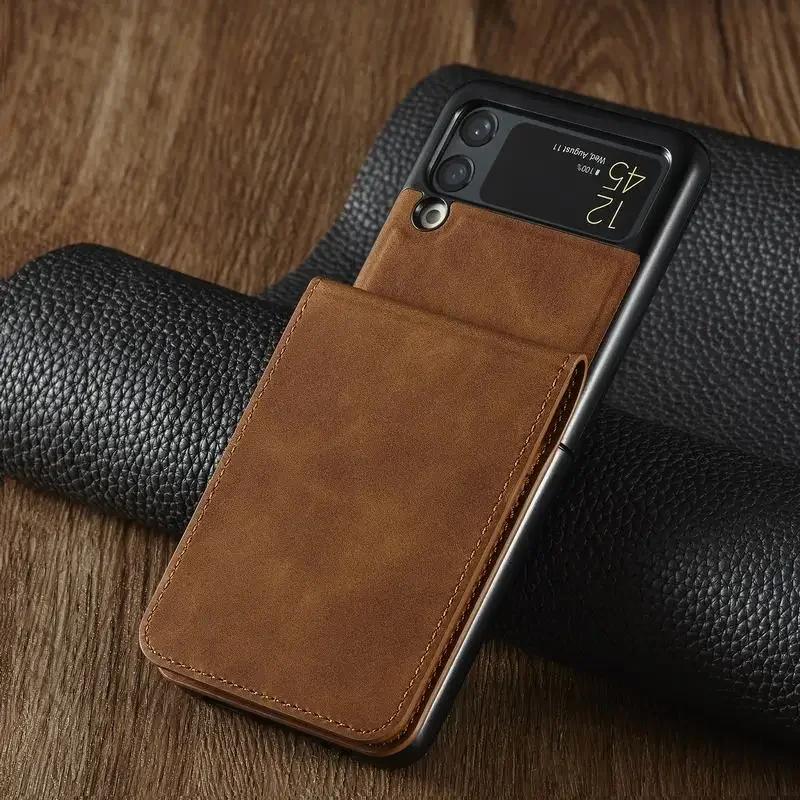 Роскошный кожаный чехол-кошелек для Samsung Galaxy Z Flip 6 5 4 3 Чехол Держатель с слотами для карт Деловая сумка для телефона Flip3 flip4 Карманный Funda