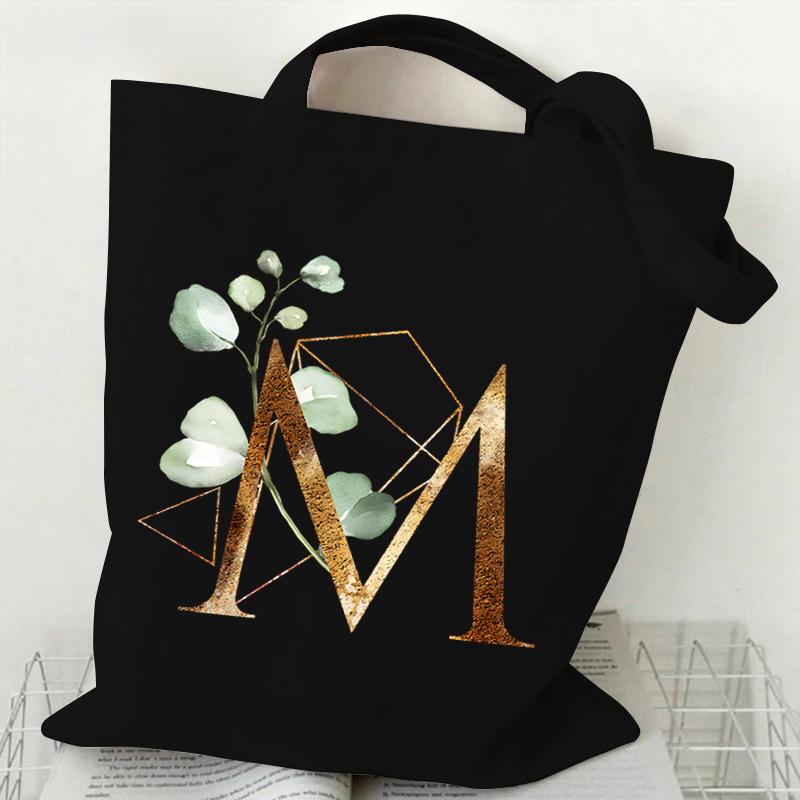 Сумка из холста с принтом, женская сумка на плечо, модная женская сумка с цветочным принтом и буквами, сумка-тоут с буквами алфавита