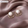Fashion Irregular Circle Imitation Pearl Earrings Women Engagement Earrings Elegant Party Stud Earrings Pendant