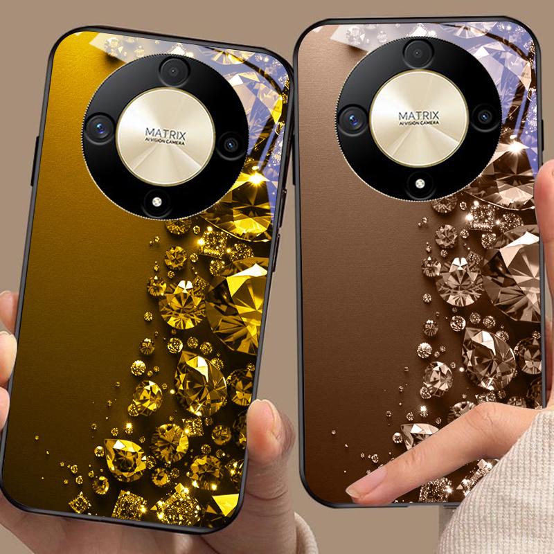 Полностью бриллиантовый чехол для телефона из закаленного стекла для Honor Magic 6 50 70 90 Lite X7b 200 Pro Nova 10 Nova 5T X6 P30 Pura 70 Ultra
