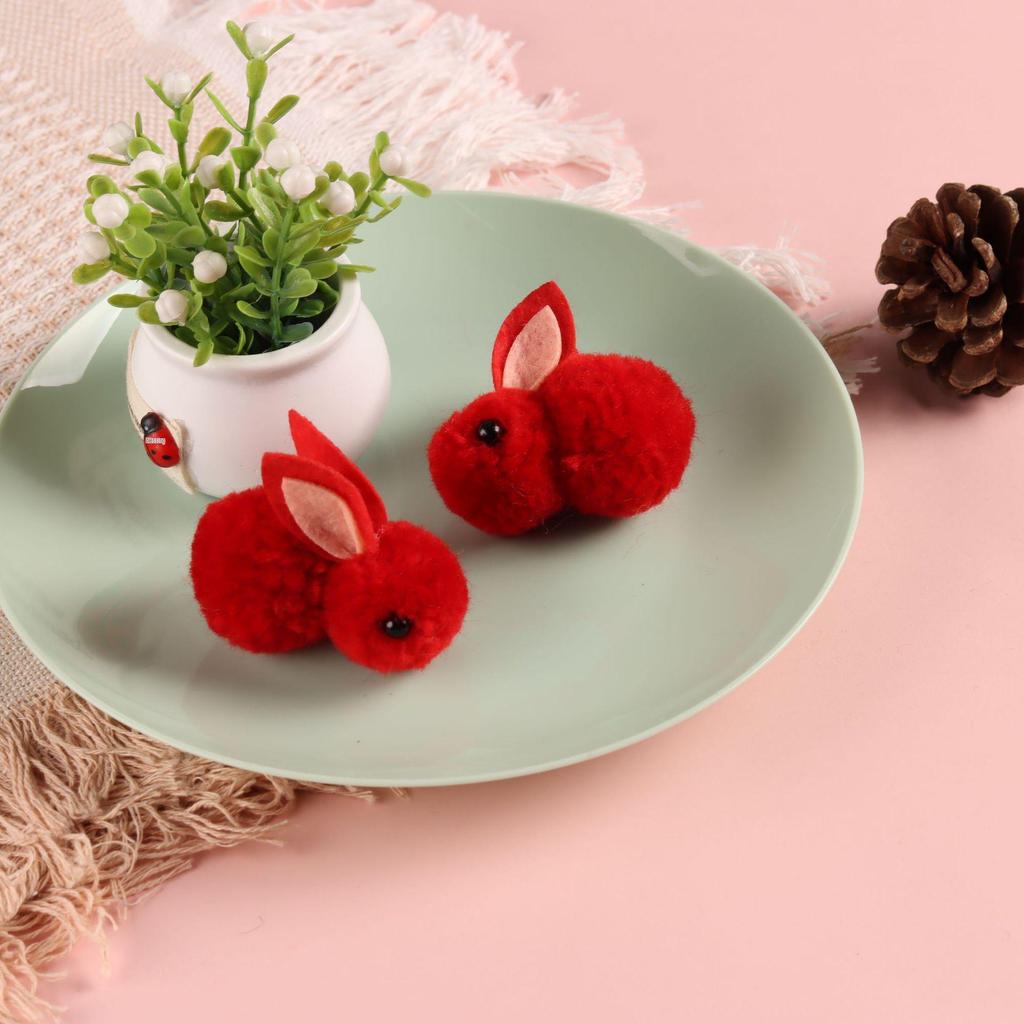 Large Cartoon Rabbit Pompom Hair Clip & Scarf Pin - DIY Creative Accessory for Bags & Clothing