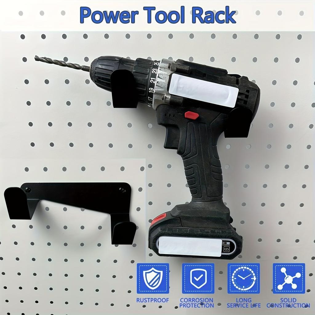 Настенная стойка для хранения электроинструментов из железа - Компактный держатель для дрели для гаража, верстака, деревообработки, для систем с перфорированной панелью, кронштейн для электроинструмента