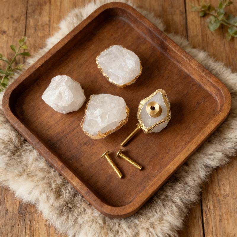 Natural Crystal Raw Stone Drawer Handle Gemstone Door Pulls Crystal Furniture Cabinet Drawer Handle for Decoration