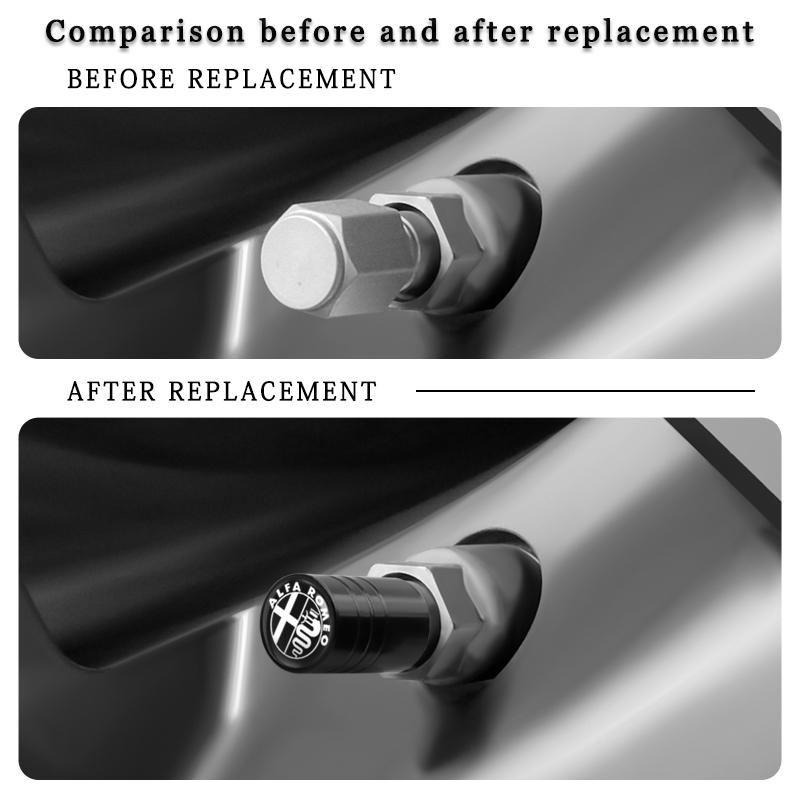 LPTWX1 for Car Tire Valve Stems Cap Aluminum Wheel Stem Air Caps For Alfa Romeo Giulia Stelvio MiTo Giulietta Tonale ALFA 4C Disco