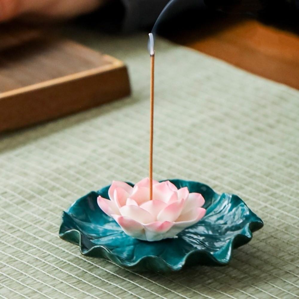 Ceramics Lotus Incense Burner Sleep Aid Lotus Incense Stick Lotus Censer Holder Aromatherapy