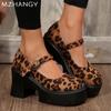 Модные туфли на высоком каблуке с леопардовым принтом для женщин на платформе Туфли Мэри Джейн Осенняя модная обувь для ходьбы для женщин 2024 года Трендовые туфли Туфли-лодочки Mujer Zapatos