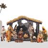 12pcs Set Christmas Manger Nativity Set Real Life Nativity Jesus Manger Christmas Crib Ornament Holy Family Crafts Statue Decor