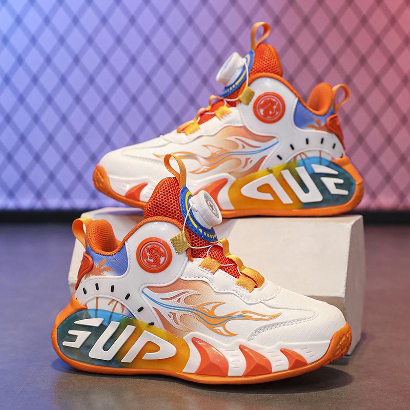 Детские баскетбольные кроссовки для мальчиков и девочек, спортивная обувь с фрикционным звуком, летняя новинка, сетчатые дышащие легкие тренировочные кроссовки