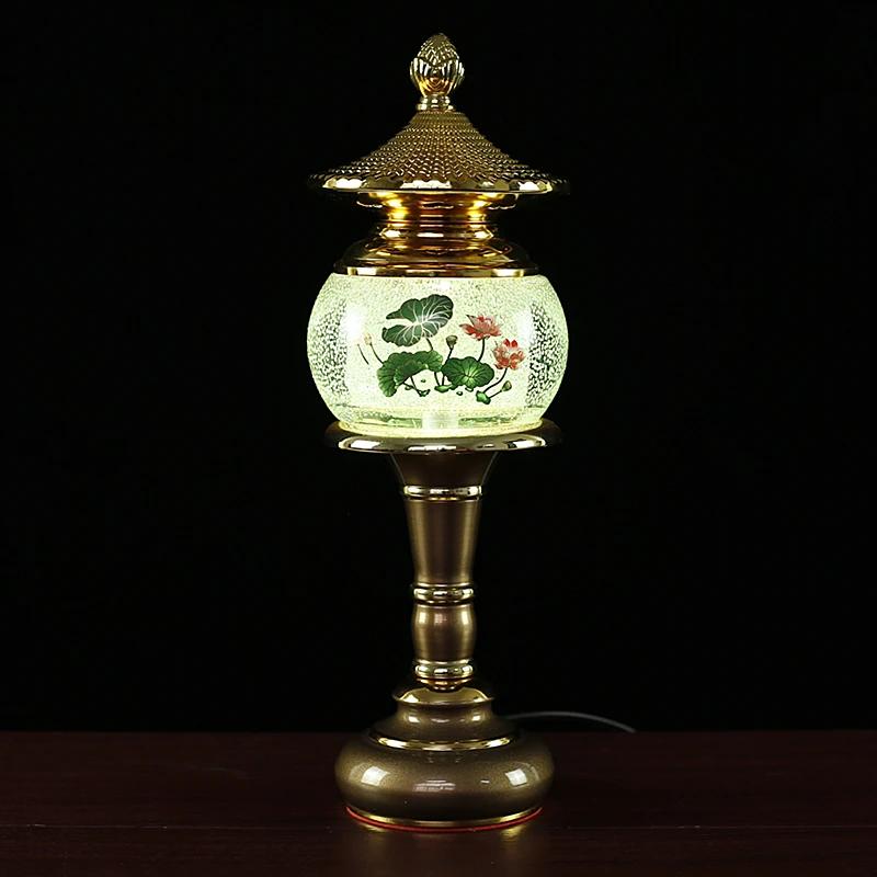 2 шт. цветной хрустальный лотос имитация подсвечника с цветным стеклом для домашнего хозяйства Шентай блок питания фэн-шуй буддизм