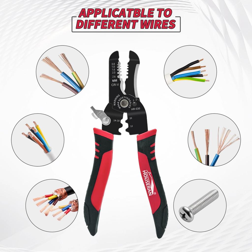 HOUSERAN Wire Stripper Cable Electrical Wire Wire Wire Crimping Tool 5-Piece Set, Multi-Function Stripper, Stripper, Stripper, Cutter, Pliers,