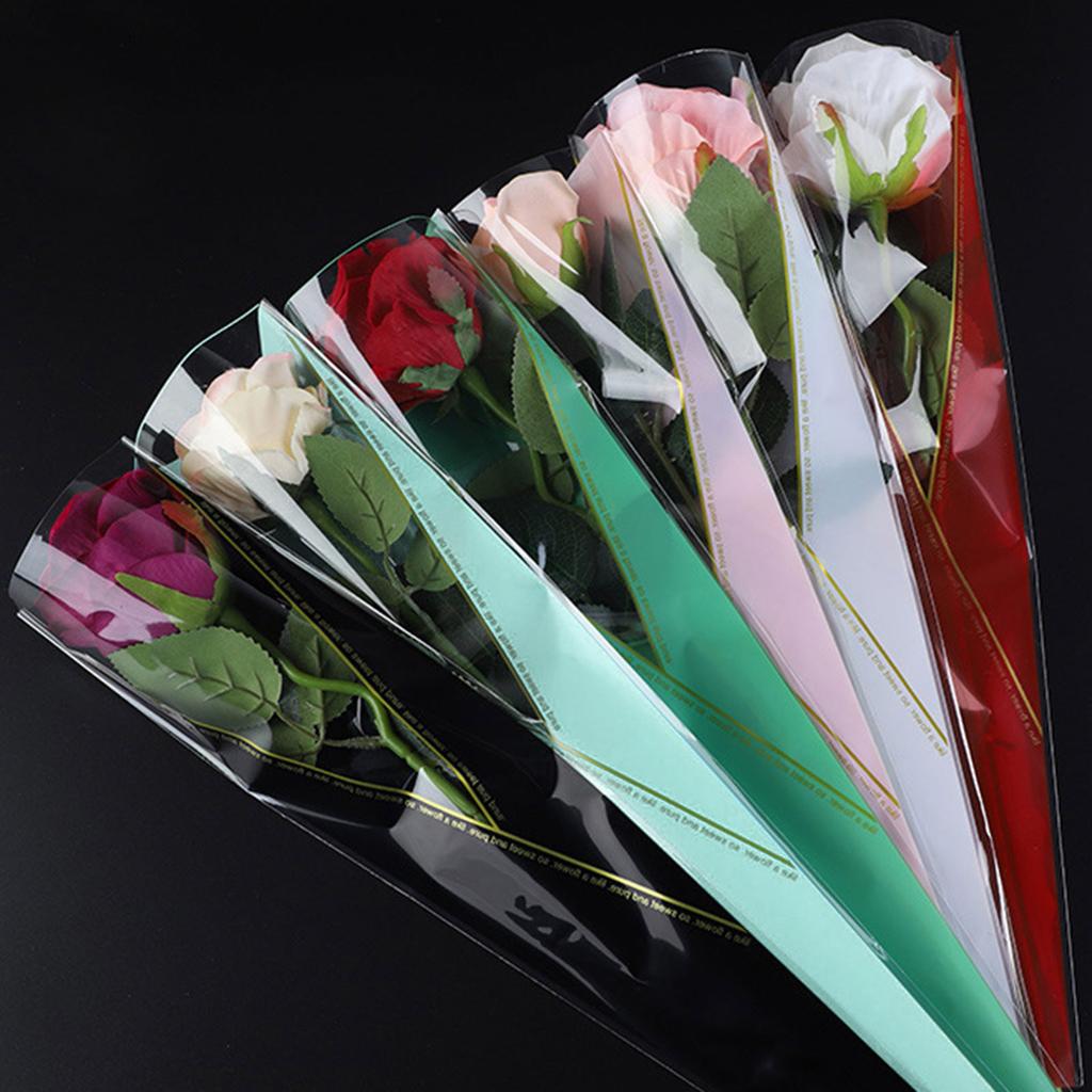 50 шт. Элегантные пакеты для упаковки цветов Водонепроницаемые многоразовые одинарные рукава для роз Пластиковый пакет OPP для свадеб, вечеринок по случаю дня рождения