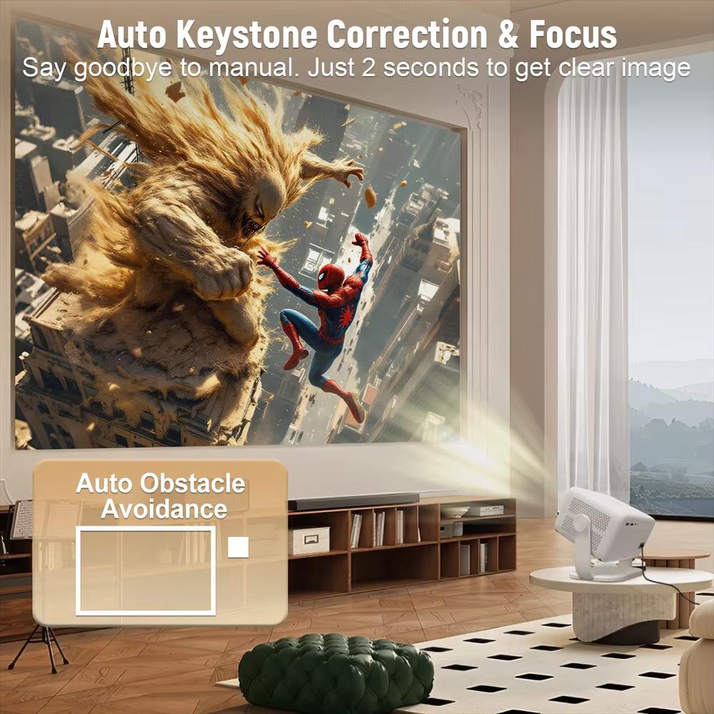 Сертификация Velec Netflix Проектор Android 13 4K Native 1080P 650ANSI с автофокусом Wifi6 BT5.2 360° Домашний уличный проектор