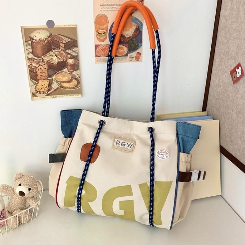 Летний дизайн с цветовым контрастом, нейлоновая повседневная сумка-тоут, прочная наплечная сумка для работы в офисе, для деловых поездок