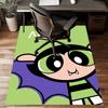 Custom The Powerpuff Girls Mat Personalized Name, Polyester Washable Indoor Entryway Rug, Gift for Christmas, Easter, Thanksgiving Day
