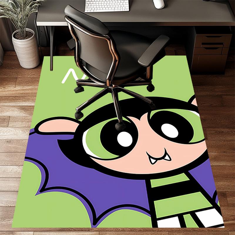 Custom The Powerpuff Girls Mat Personalized Name, Polyester Washable Indoor Entryway Rug, Gift for Christmas, Easter, Thanksgiving Day