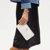 New COACH Corner Zip Coated Canvas With Smooth Leather Wrist Bag Wallet Clutch Small Size Women's White 6648-SVVVJ
