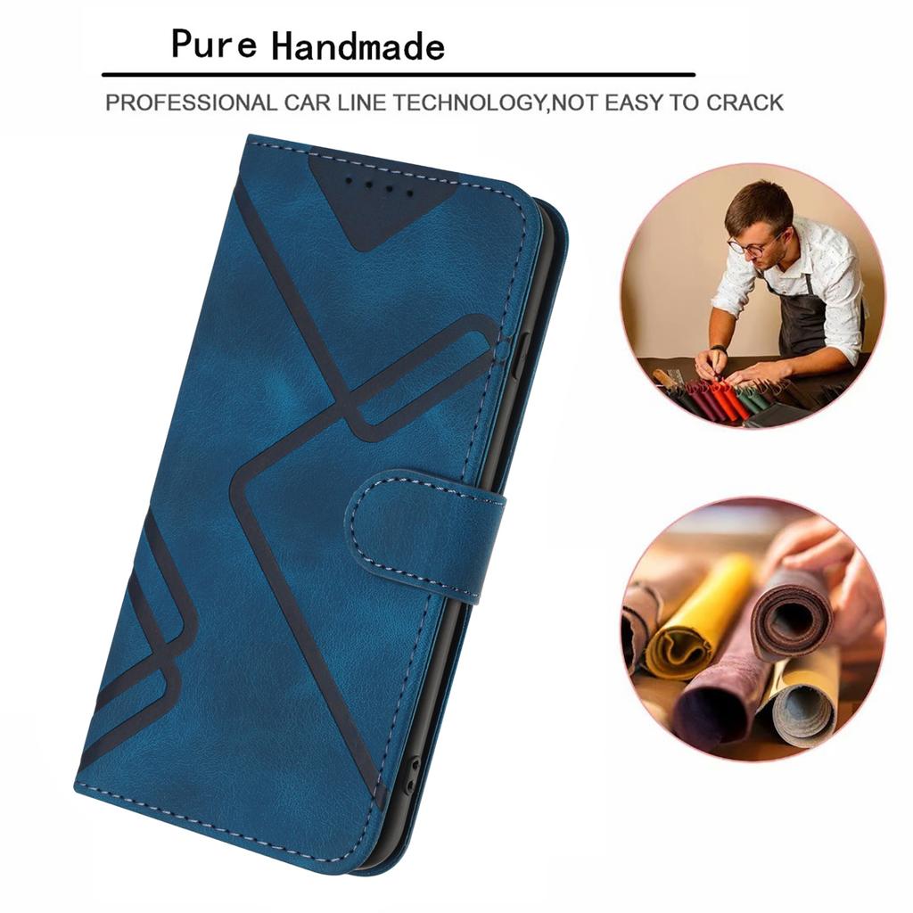 For Honor 400 Pro 5G (Глобальный) Чехол-кошелек Line Imprinted PU Leather Phone Cover с ремешком