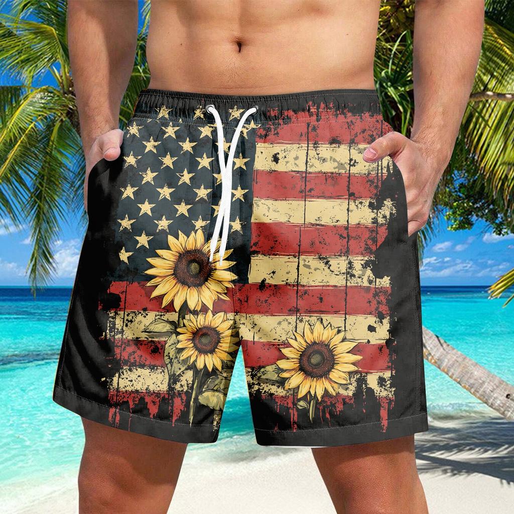 Мужские шорты со шнуровкой и принтом «День независимости» Повседневные брюки