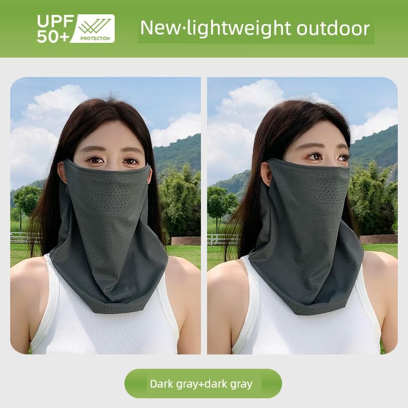 Summer Sun Protection Mask for Men, Neck Gaiter, Ice Silk Headscarf, Full Face Sunshade with Ear Loops, Outdoor Driving Essential for Women