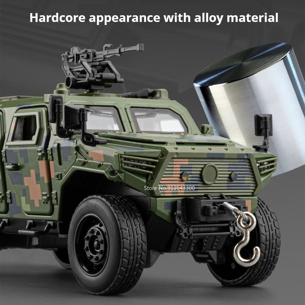 1:32 Scale Dongfeng Mengshi Sabertooth Military Car Model Toy Alloy Diecast Shock Absorption Off-road Vehicles Gifts for Kids