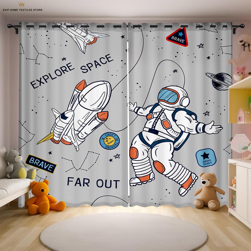 Шторы с принтом «Мультяшный космический астронавт» для детской комнаты, подходят для спальни, гостиной, кабинета, декоративные