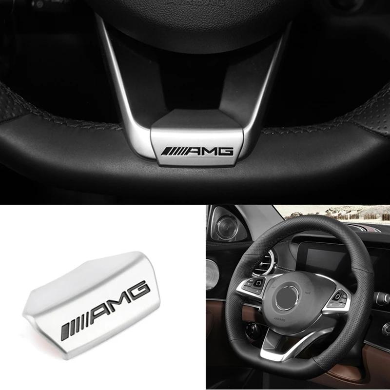Car Emblem Badge Steering Wheel Decoration Trim Sticker For Mercedes Benz AMG W206 W204 W205 W212 W213 W221 W222 W223 W251 W464 GS1