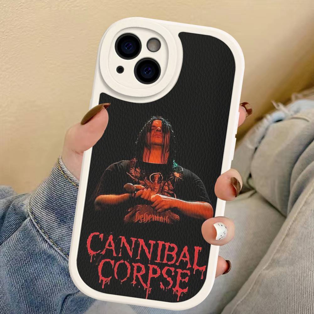 C-Cannibal C-Corpse Band Leather Phone Case For IPhone 16 16e 15 14 13 12 11 Pro Max Plus Mini Cover
