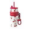Sidagar 710ml Stainless Steel Reusable Insulated Tumbler with Lid and Leakproof Travel Water Bottle with Portable Coffee Cherry Straw, Strap, Cup,
