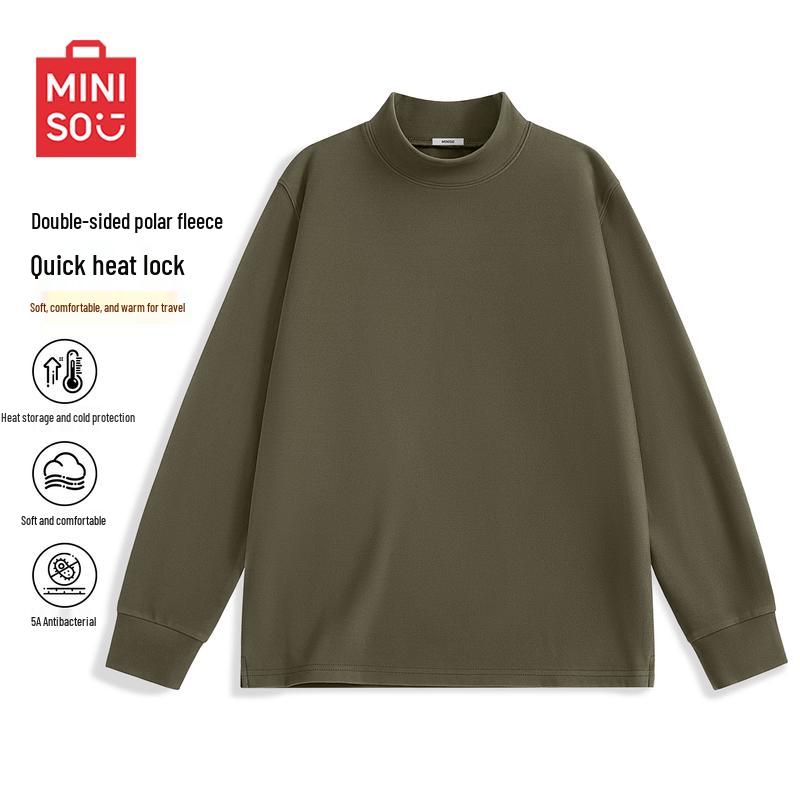 MINISO Men's Half-Zip Double-Sided Fleece Base Layer T-Shirt