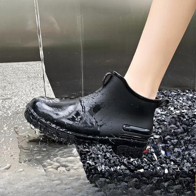 Модные водонепроницаемые резиновые сапоги с низким голенищем для улицы, парные, нескользящие, с плюшевой подкладкой, новые резиновые сапоги, женские сапоги с коротким голенищем