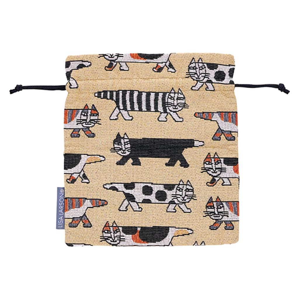 Marushin Lisa Larson Beige Mikey Drawstring Bag, Small Item Case, Cosmetic Pouch, 6905014500