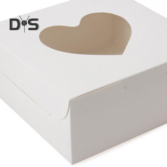 10 шт. прочная упаковочная коробка для выпечки, прочная, практичная, для свадебного торта ко Дню святого Валентина, с окошком в форме сердца