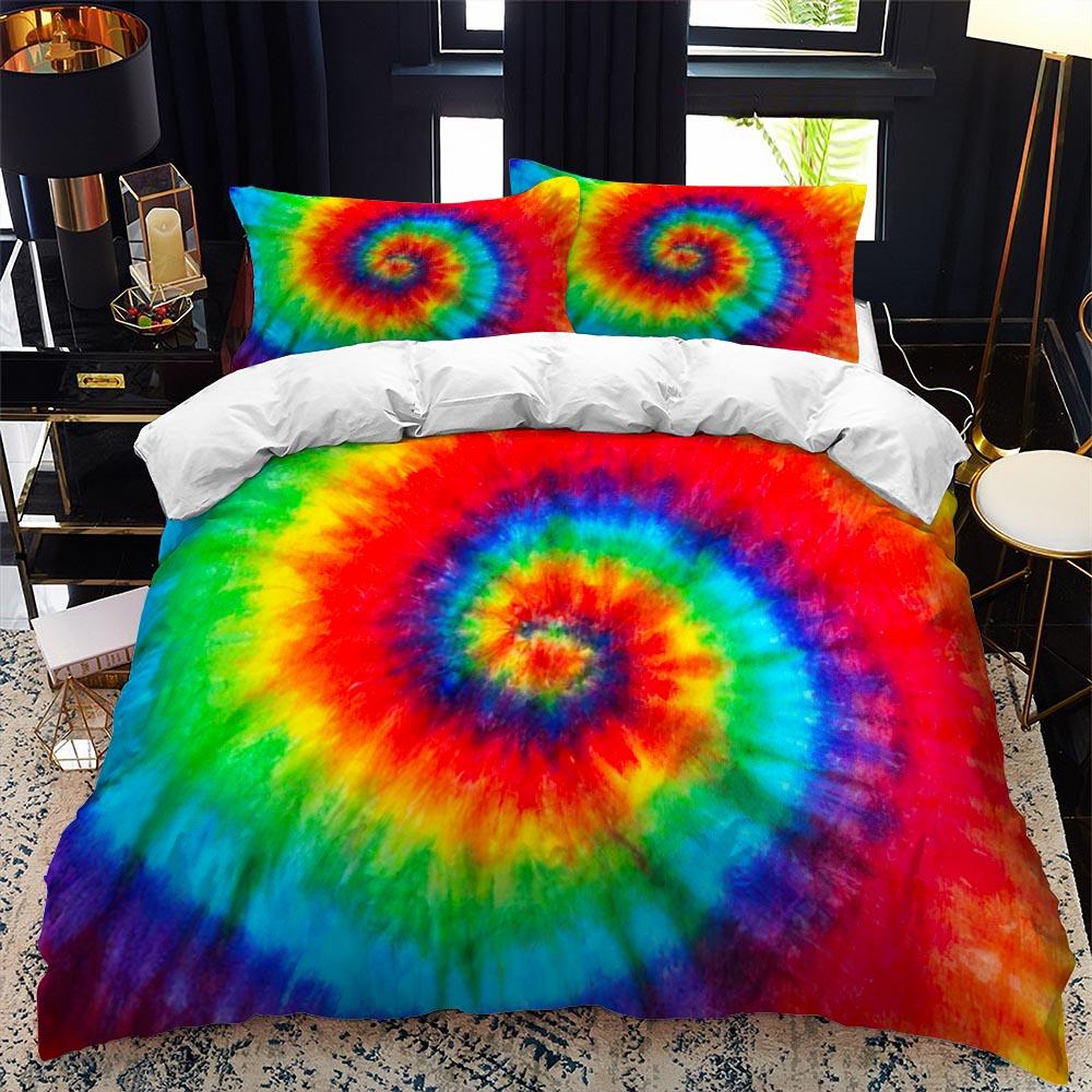 Color Tie Dyeing Double Bed Duvet Cover Set Queen Calico Twin Size Comforter Bedding Set Single Complete Set