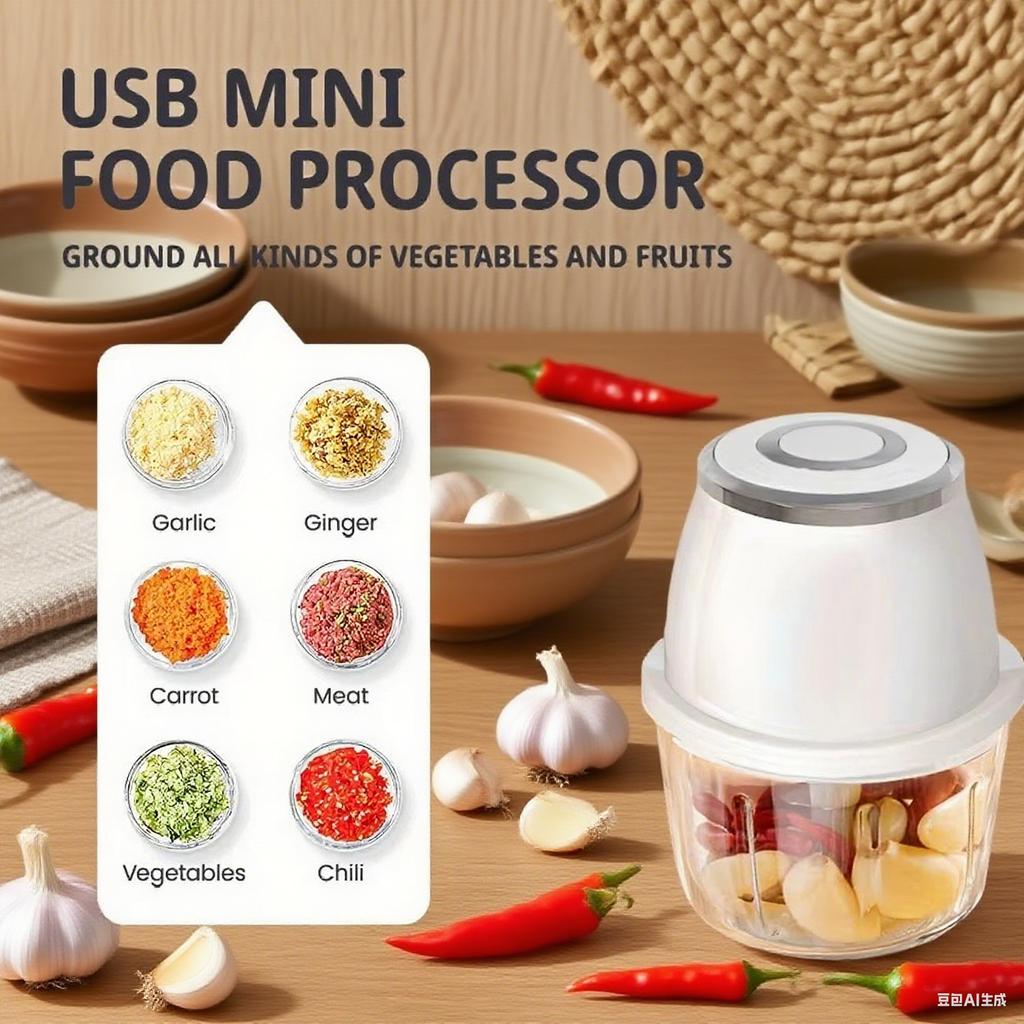 Portable Cordless Electric Food Chopper 350ML USB Rechargeable Mini Garlic Meat Vegetable Grinder for Outdoor Picnic Camping Kitchen Cooking