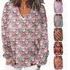 Женский повседневный, модный, комфортный, атмосферный, напечатанный, с V-образным вырезом и длинными рукавами, свободный свитер-топ