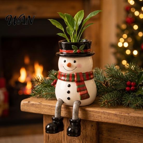 Decorative Flower Vases for Home Christmas Resin Flowerpot, Unique Festive Floral Container, Indoor Plant Pots Artificial Arrangement Vase Decor