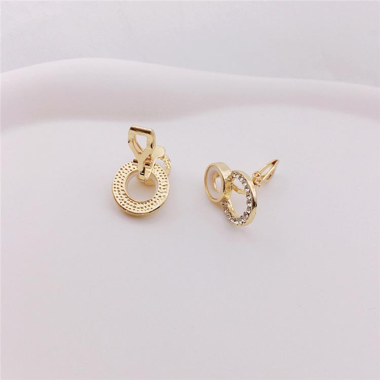 Двойные серьги-клипсы со стразами без пирсинга, простые и свежие для женщин