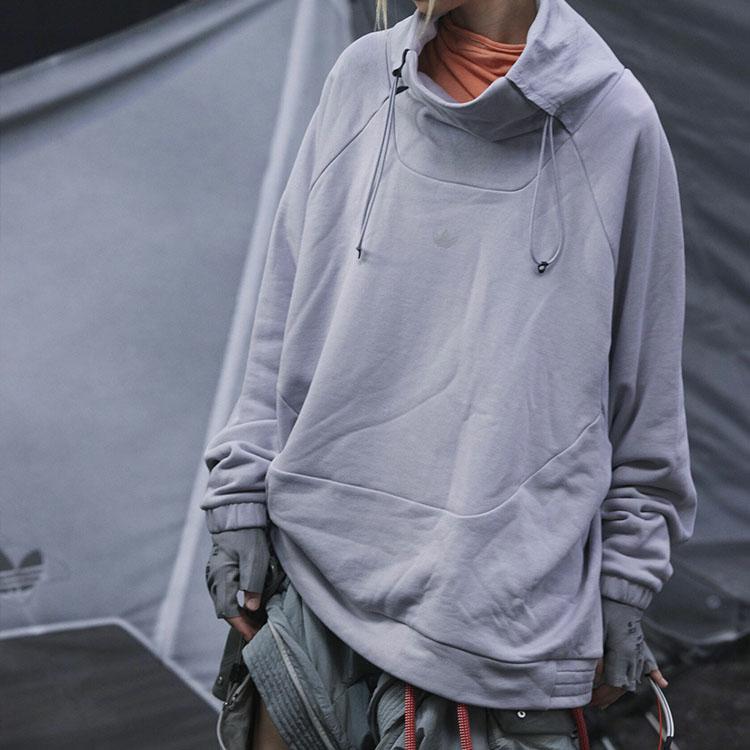 adidas Originals X Hamcus Collaborative Capsule Collection, пуловер с высоким воротником и завязками, свитшот, мужские топы, славно-серый HY6365