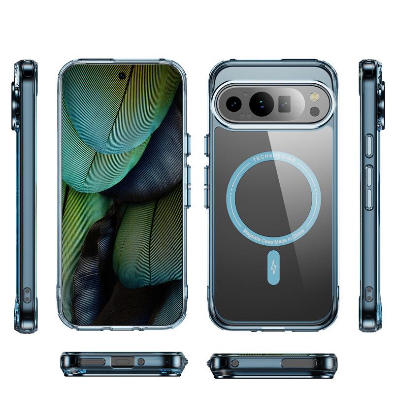 Магнитный прозрачный чехол для телефона Google Pixel 8, 9, 9A, 8 Pro, 10 Pro, 10 Pro XL