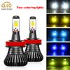 2PCS LED Car Lights H8 H9 H11 H7 HB3 HB4 9005 9006 H27 880 881 H3 H1 LED Headlight Bulb Dual Color Car Fog Lamp