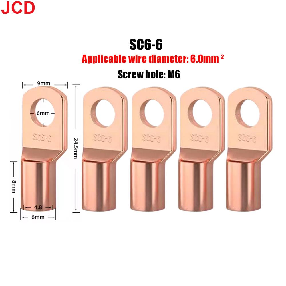 JCD 5/10/20pcs Copper Lug Ring Wire Connectors Bare Cable Electric Crimp Terminal SC4-6 SC6-6 SC6-8 SC10-6 SC16-6 SC16-8 SC25-8