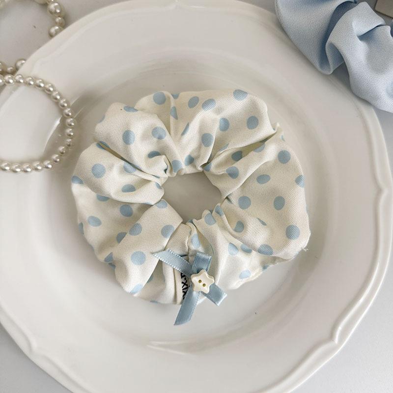Элегантная синяя резинка для волос в горошек, большая, для женщин, девочек, резинки для завязывания волос, веревка для головы, аксессуары для волос для хвостика
