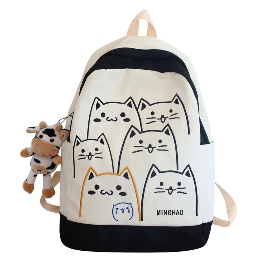 Милый рюкзак с персонализированной вышивкой, мультяшная школьная сумка, контрастный цветной рюкзак