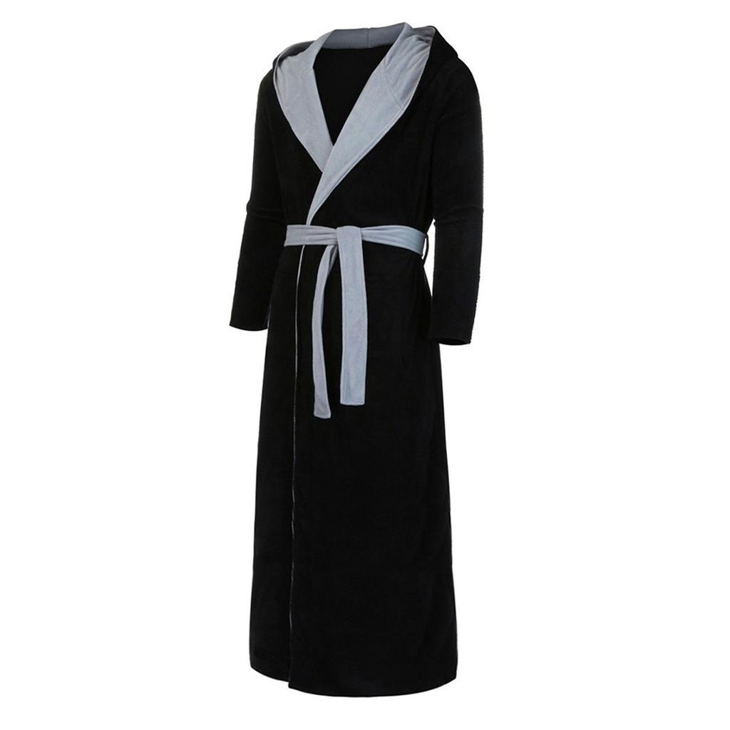 Men's Winter Plush Lengthened Shawl Bathrobe Home Clothes Long Sleeved Robe Coat