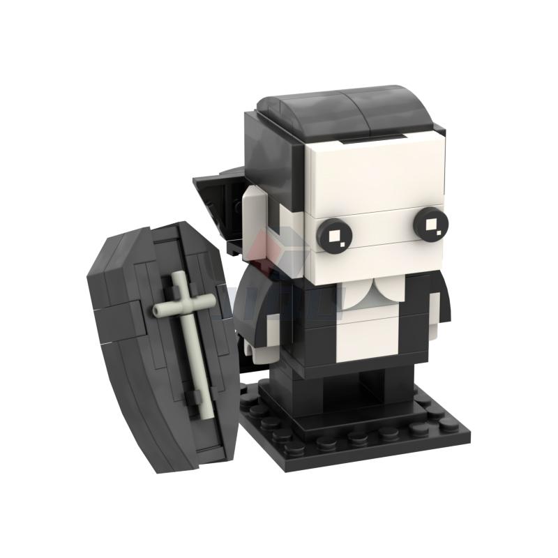 Детская блочная игрушка на Хэллоуин Подарок MOC Сцена с тыквой Модель Вампир квадратноголовый Модель кладбища Крест гроб летучая мышь Паук Череп Человек