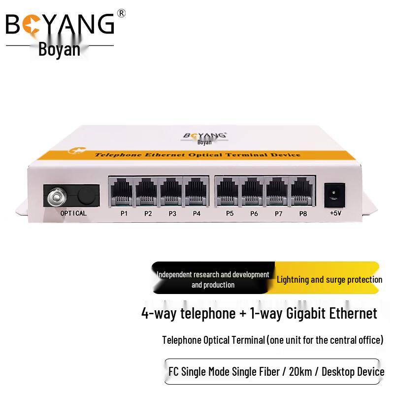 BOYANG Phone & Gigabit Ethernet Fiber Optic Multiplexer