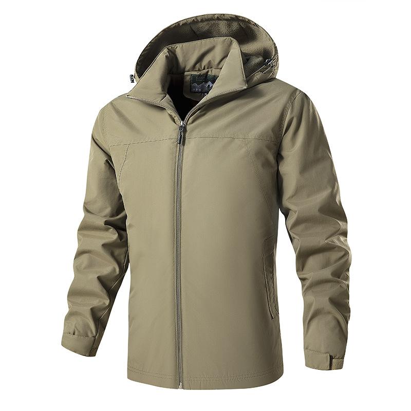 Теплая куртка мужская ветрозащитная осенне-зимняя хлопковая одежда для активного отдыха с капюшоном бархатная повседневная спортивная куртка
