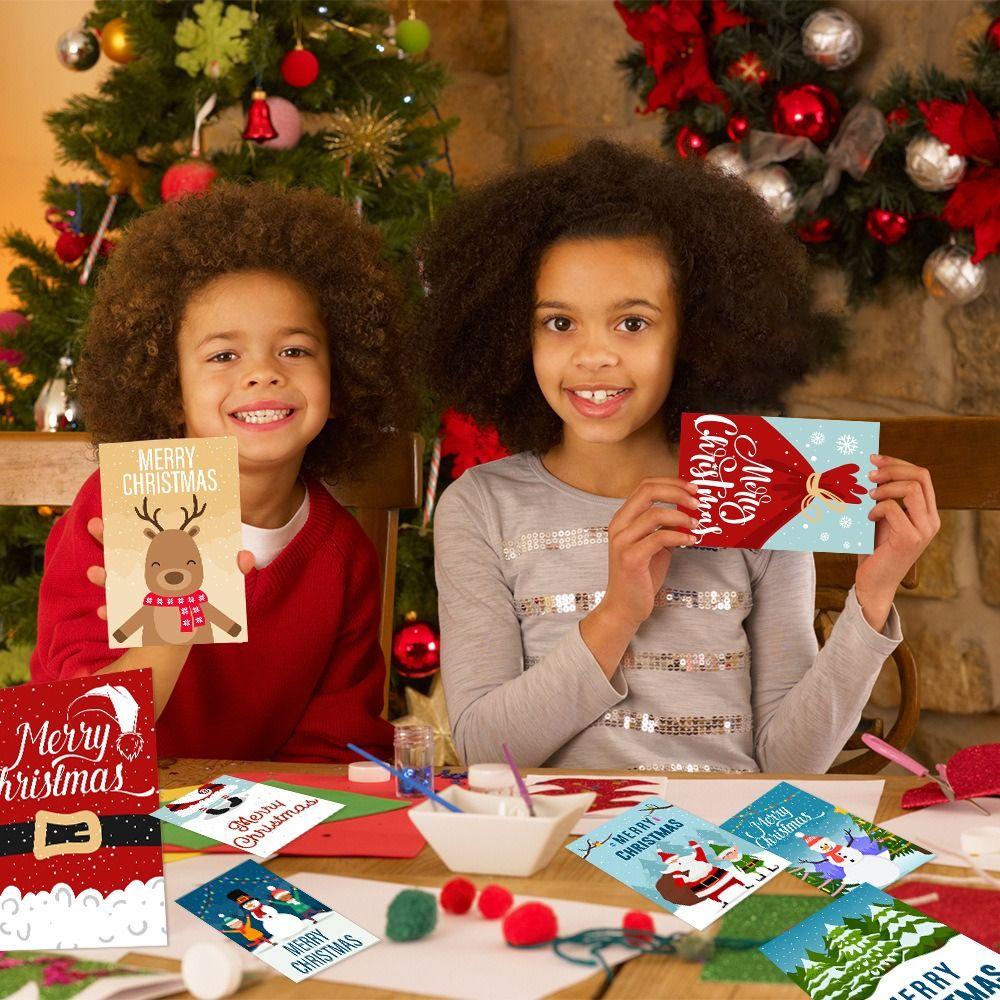 12pcs/set with Envelopes Party Invitation Cards Santa Claus Christmas Note Card Friend Gift