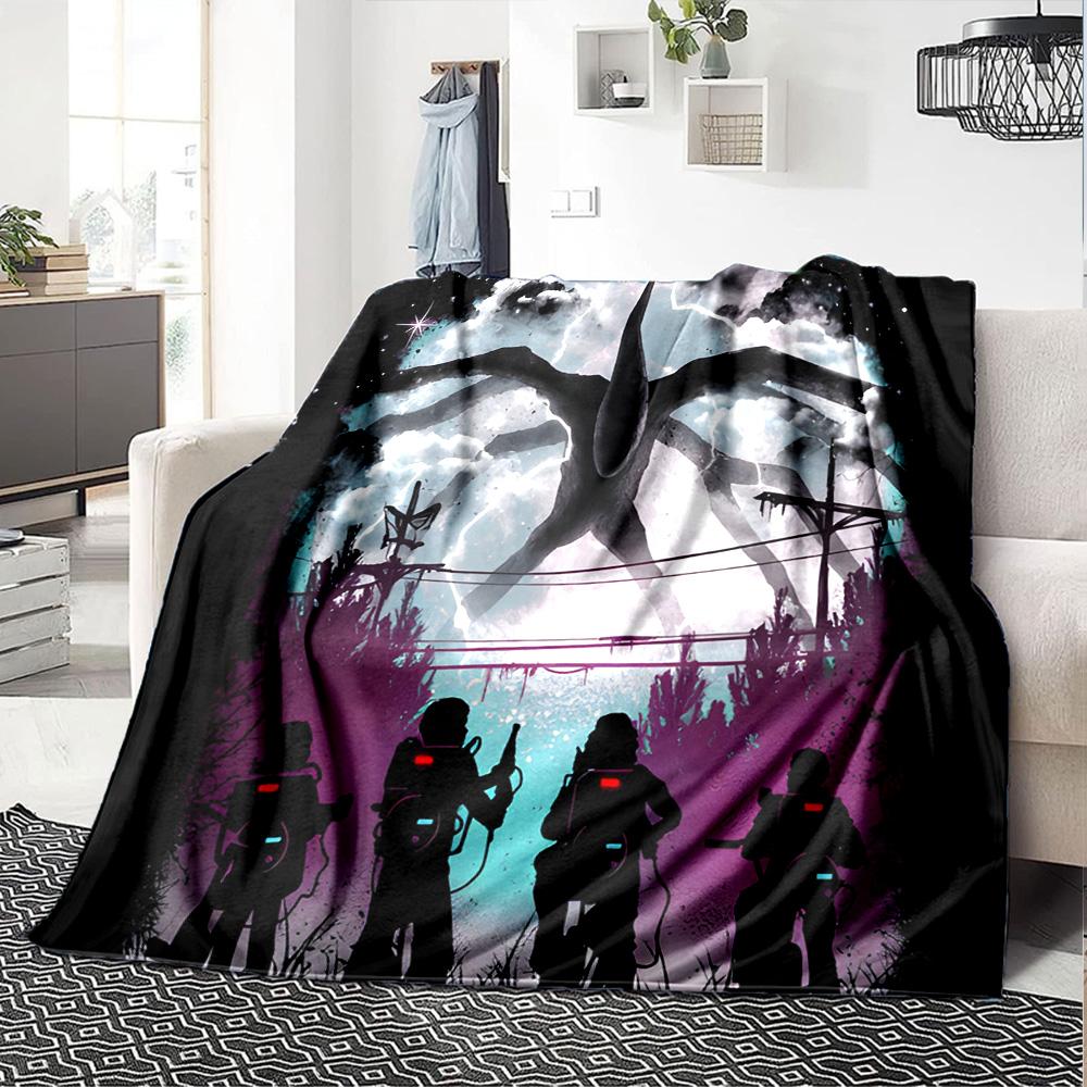 Stranger Eleven Upside Down Flannel Blanket, Soft Polyester, Modern Design, All-Season for Camping, Travel, Gifts for holidays or birthdays