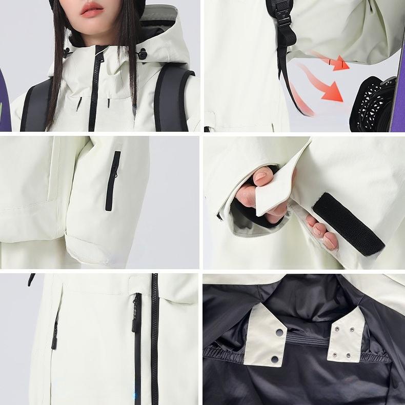Baggy Ski Jacket for Men and Women Breathable Snow Coat Waterproof Insulated Waterproof Snowboard Jackets With Hood Loose Fit Windproof Skiing Jacket